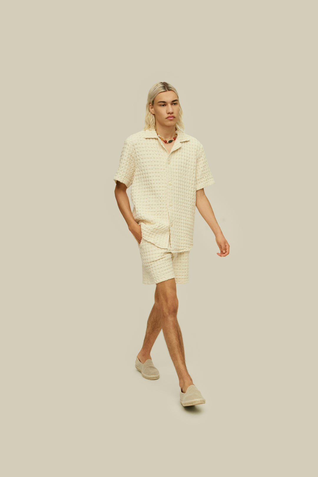 OAS Ecru Cuba Waffle Shirt
