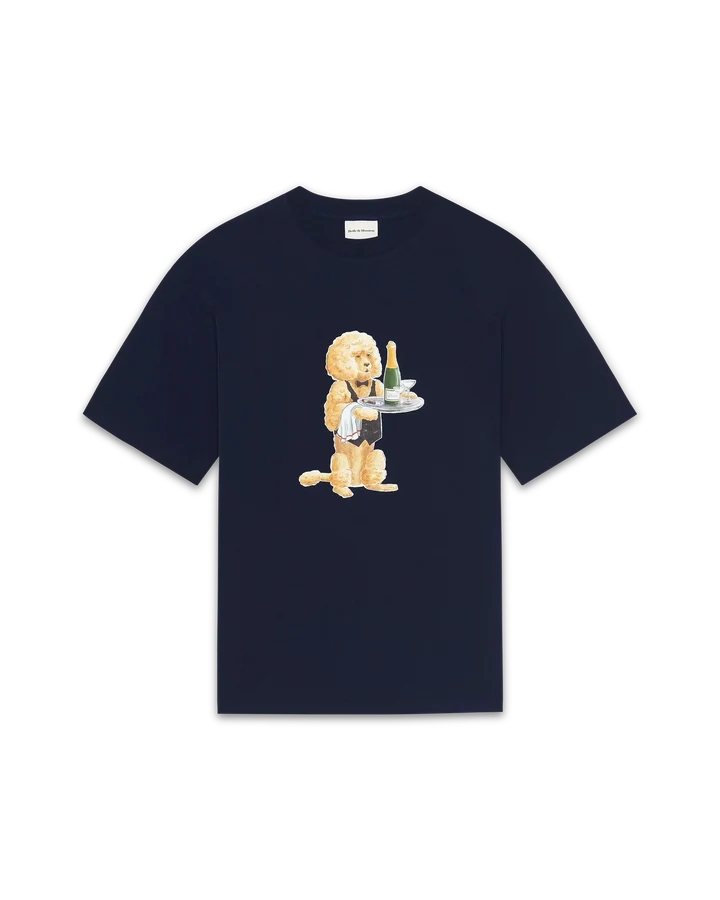 Drôle De Monsieur Le T-Shirt Poodle, pudeltryck champagne marinblå