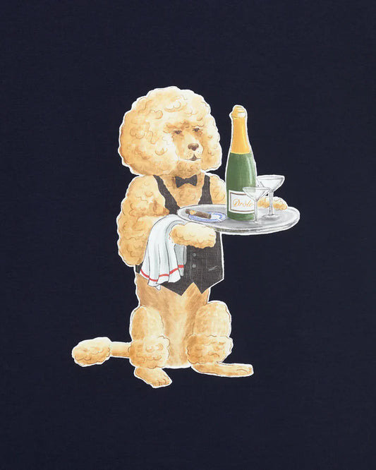 Drôle De Monsieur Le T-Shirt Poodle, pudeltryck champagne marinblå