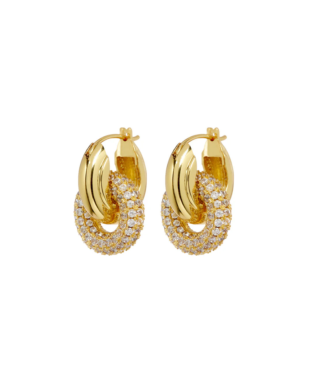 Pave Interlock Hoops Gold Luv Aj