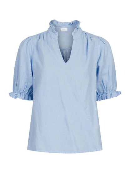 Neo Noir Odesa Linen Blouse Light Blue