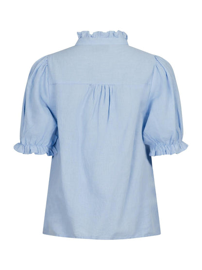 Neo Noir Odesa Linen Blouse Light Blue