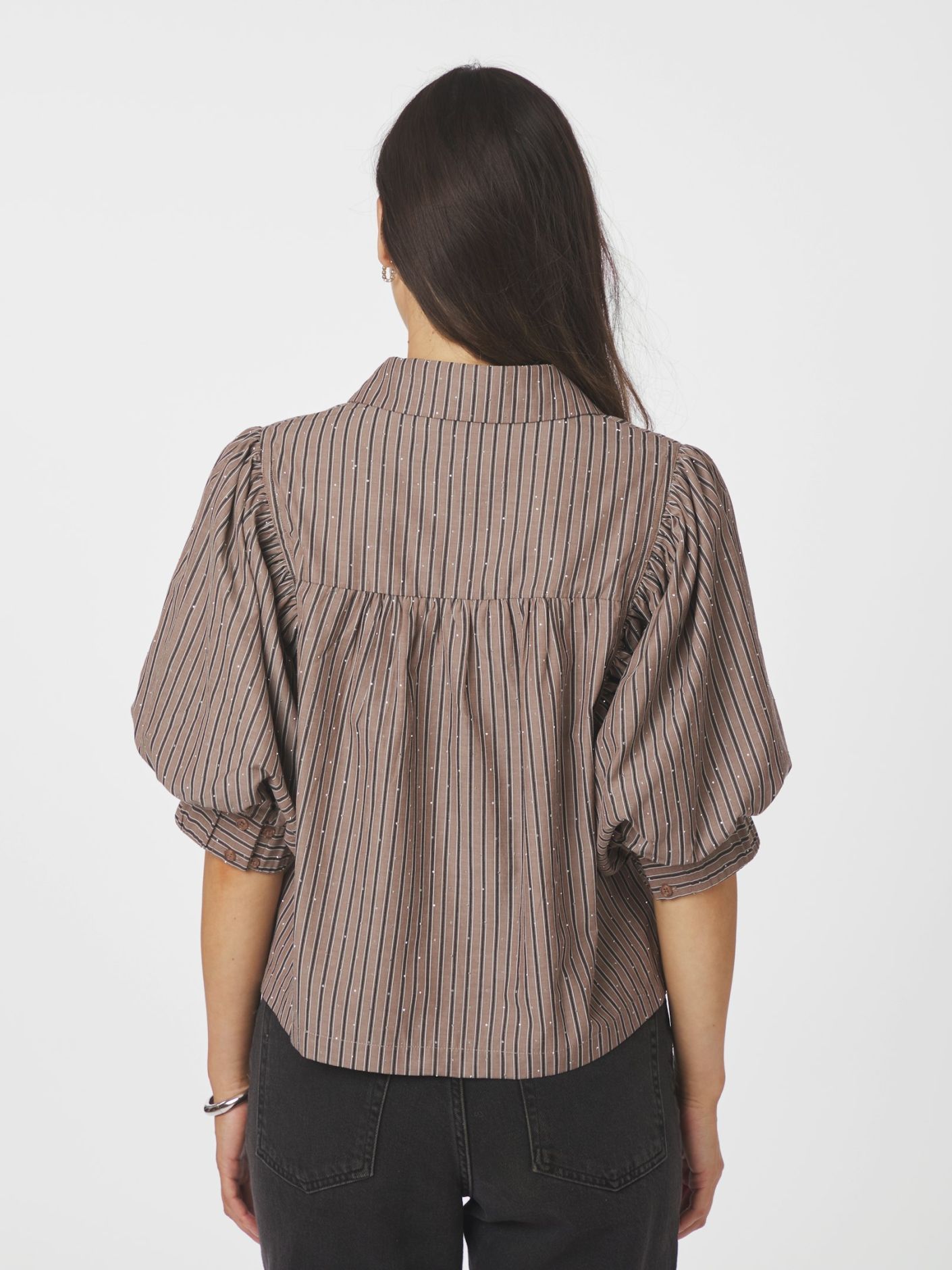 Neo Noir Etta Soft Stripe Stone Shirt