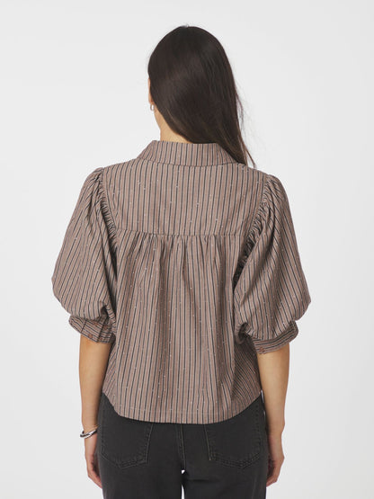 Neo Noir Etta Soft Stripe Stone Shirt