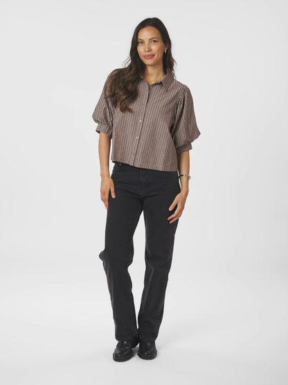 Neo Noir Etta Soft Stripe Stone Shirt