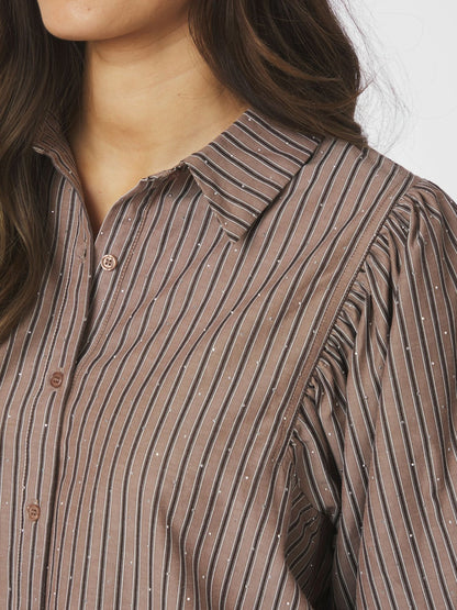 Neo Noir Etta Soft Stripe Stone Shirt