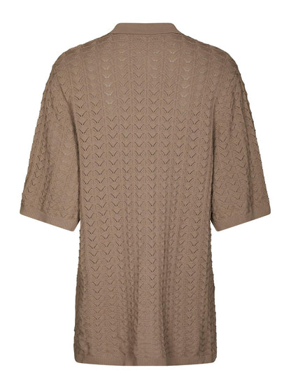 Neo Noir Sette Fine Crochet Blouse Taupe