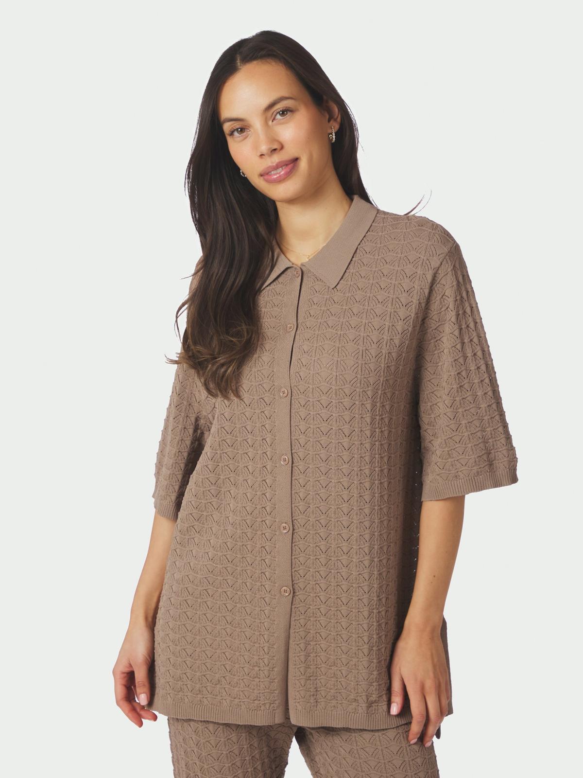 Neo Noir Sette Fine Crochet Blouse Taupe