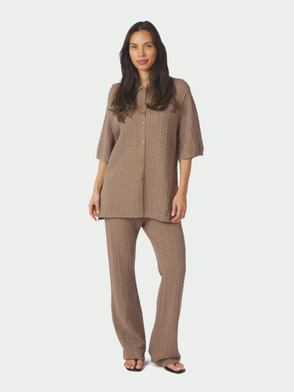 Neo Noir Sette Fine Crochet Blouse Taupe