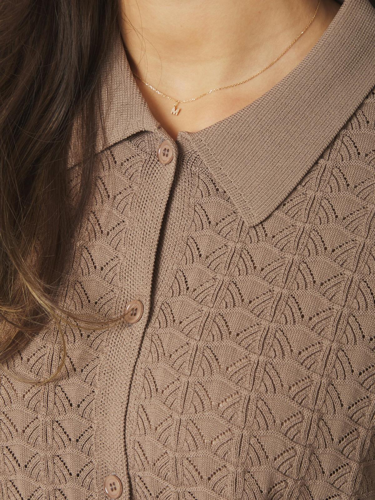 Neo Noir Sette Fine Crochet Blouse Taupe