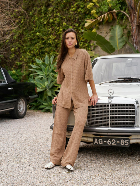Neo Noir Sette Fine Crochet Blouse Taupe