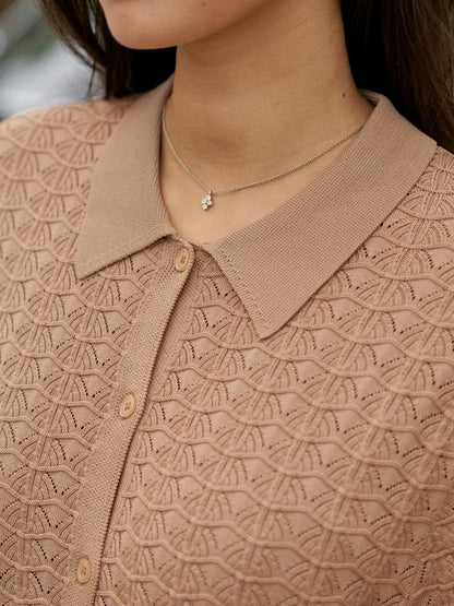 Neo Noir Sette Fine Crochet Blouse Taupe