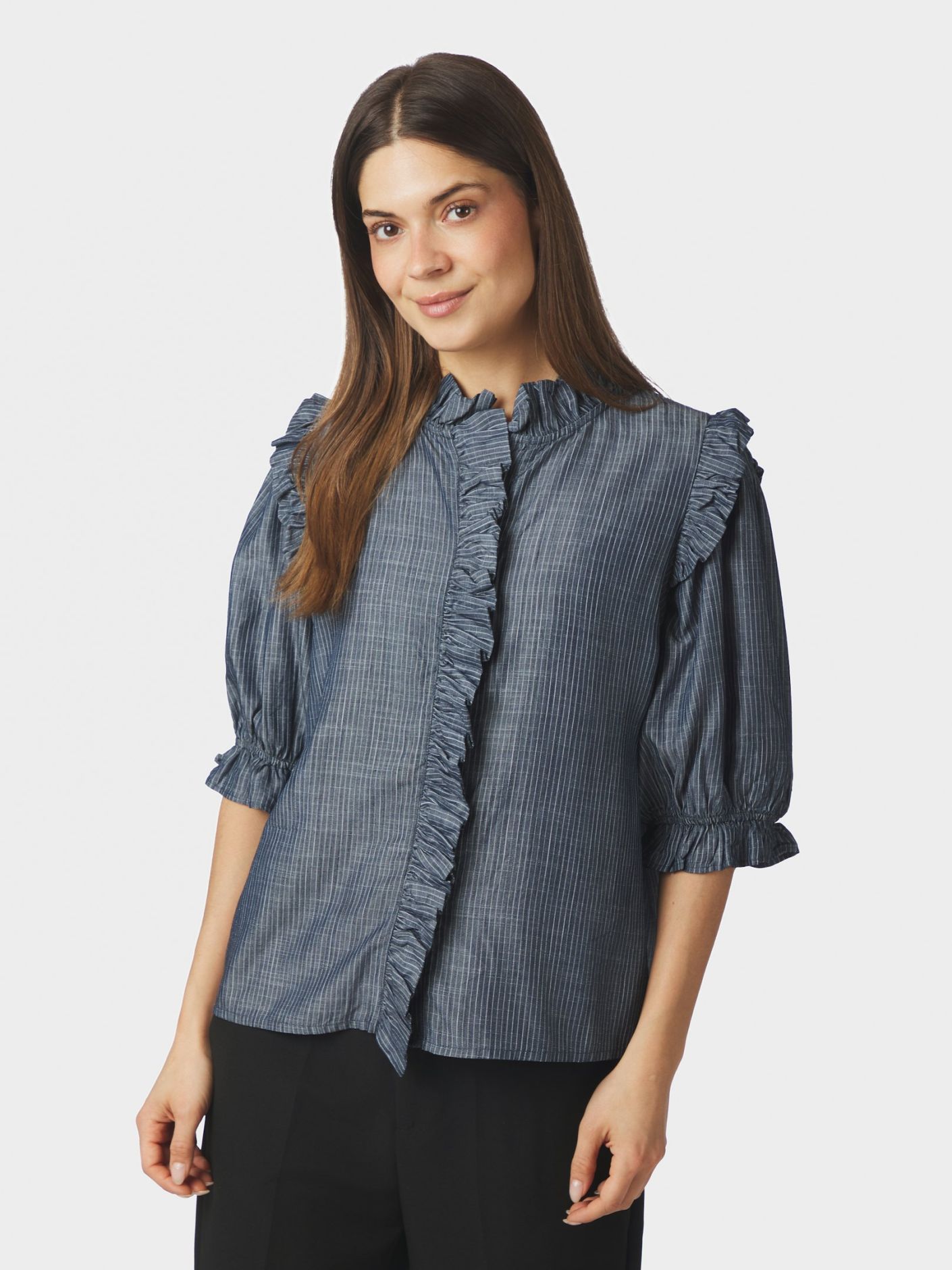 Neo Noir Chacha Chambray Stripe Blouse