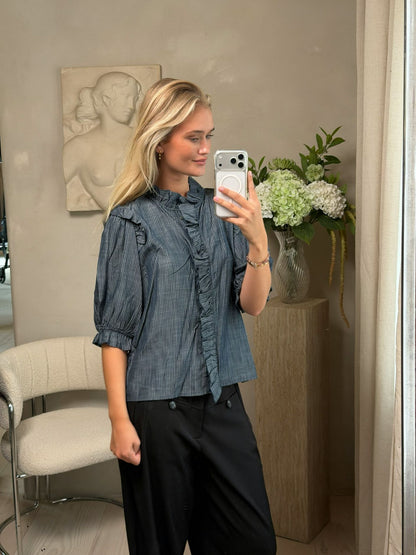 Neo Noir Chacha Chambray Stripe Blouse