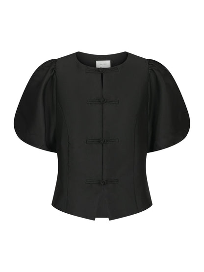 Neo Noir Anela Mandarin Dull Satin Blouse