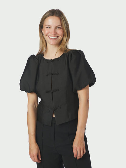 Neo Noir Anela Mandarin Dull Satin Blouse