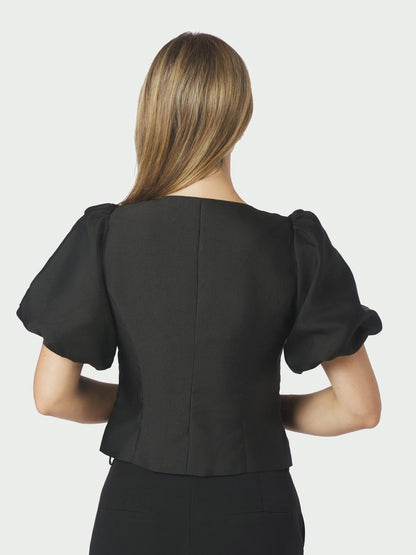 Neo Noir Anela Mandarin Dull Satin Blouse