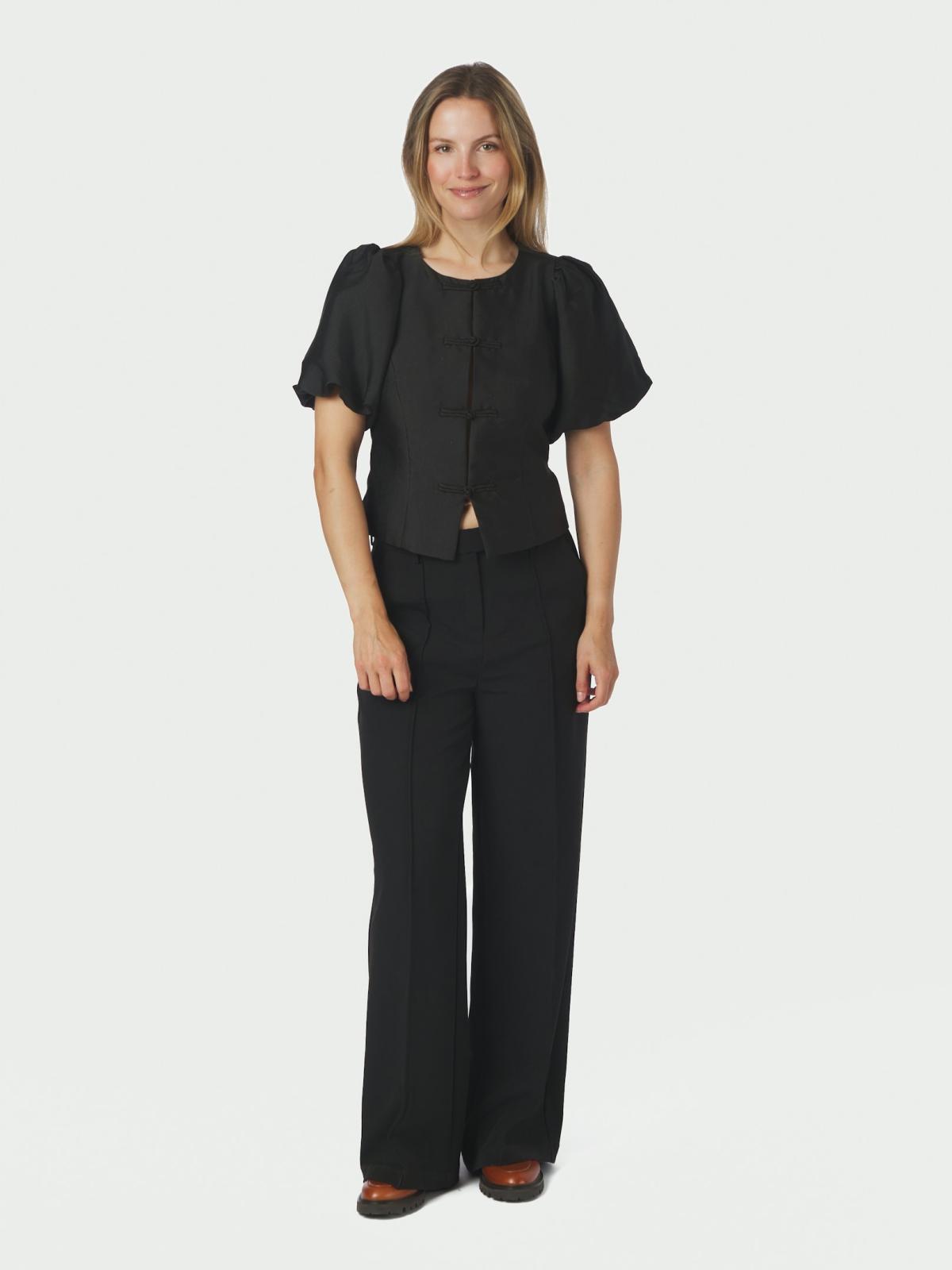 Neo Noir Anela Mandarin Dull Satin Blouse