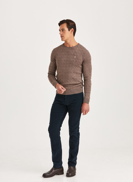 Morris Merino Cable Oneck Brown