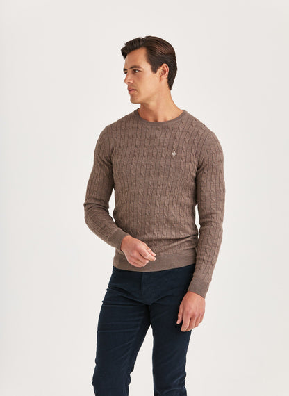 Morris Merino Cable Oneck Brown