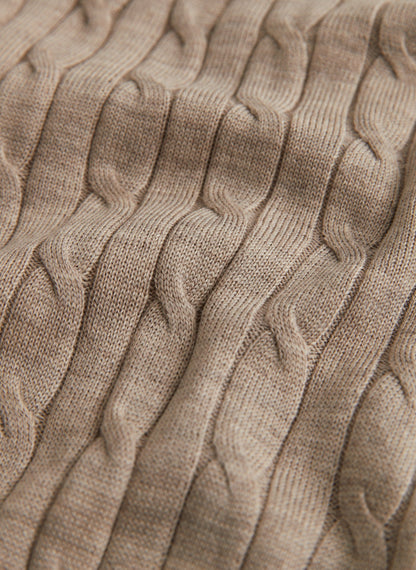 Morris Merino Cable Oneck Khaki