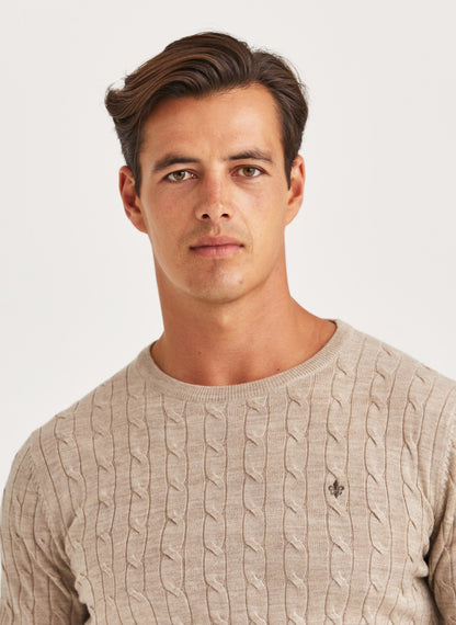 Morris Merino Cable Oneck Khaki