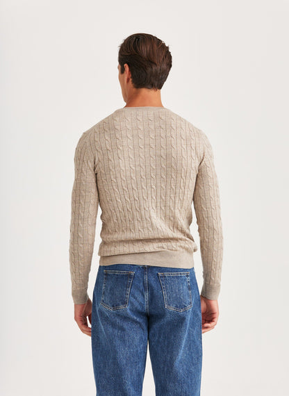 Morris Merino Cable Oneck Khaki