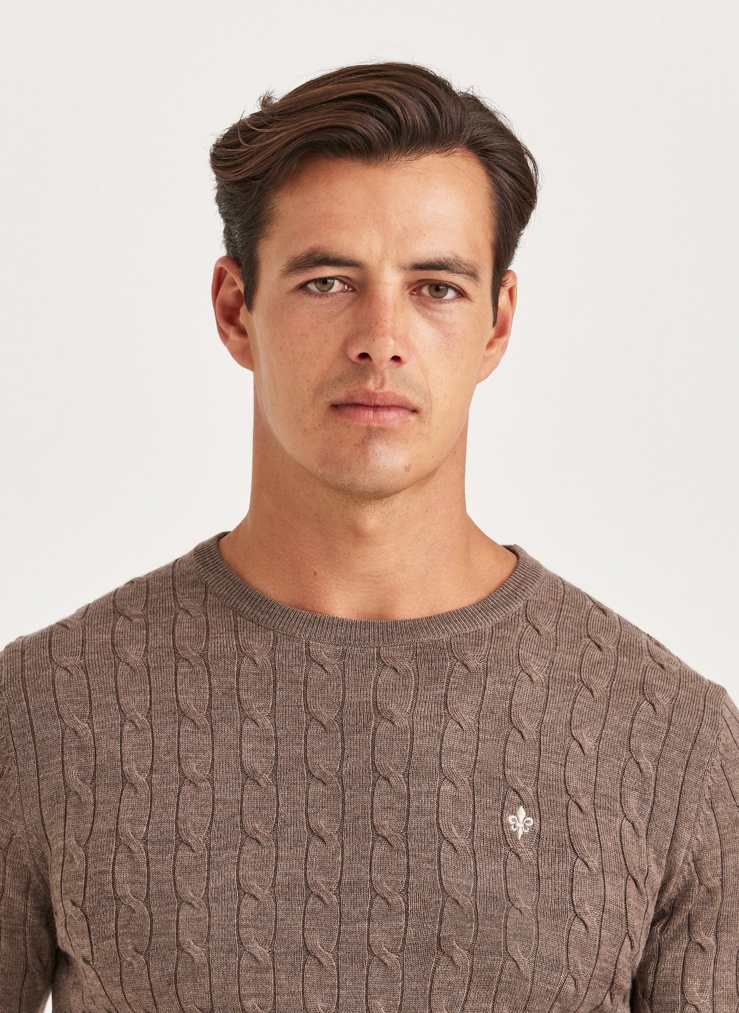 Morris Merino Cable Oneck Brown