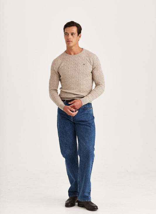 Morris Merino Cable Oneck Khaki