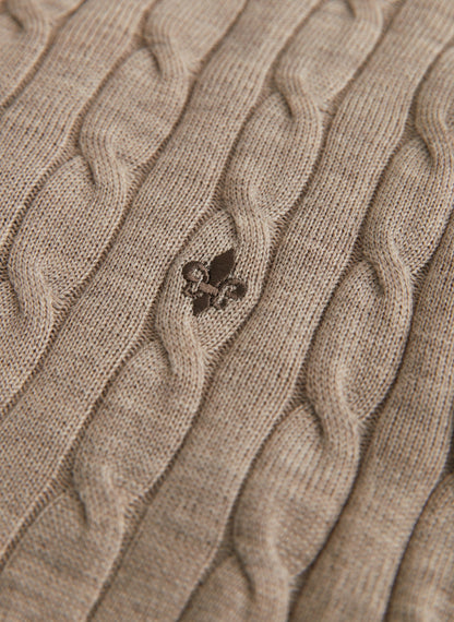 Morris Merino Cable Oneck Khaki