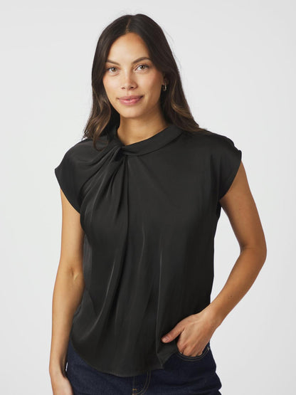 Neo Noir Fleur Drapy Satin Blouse