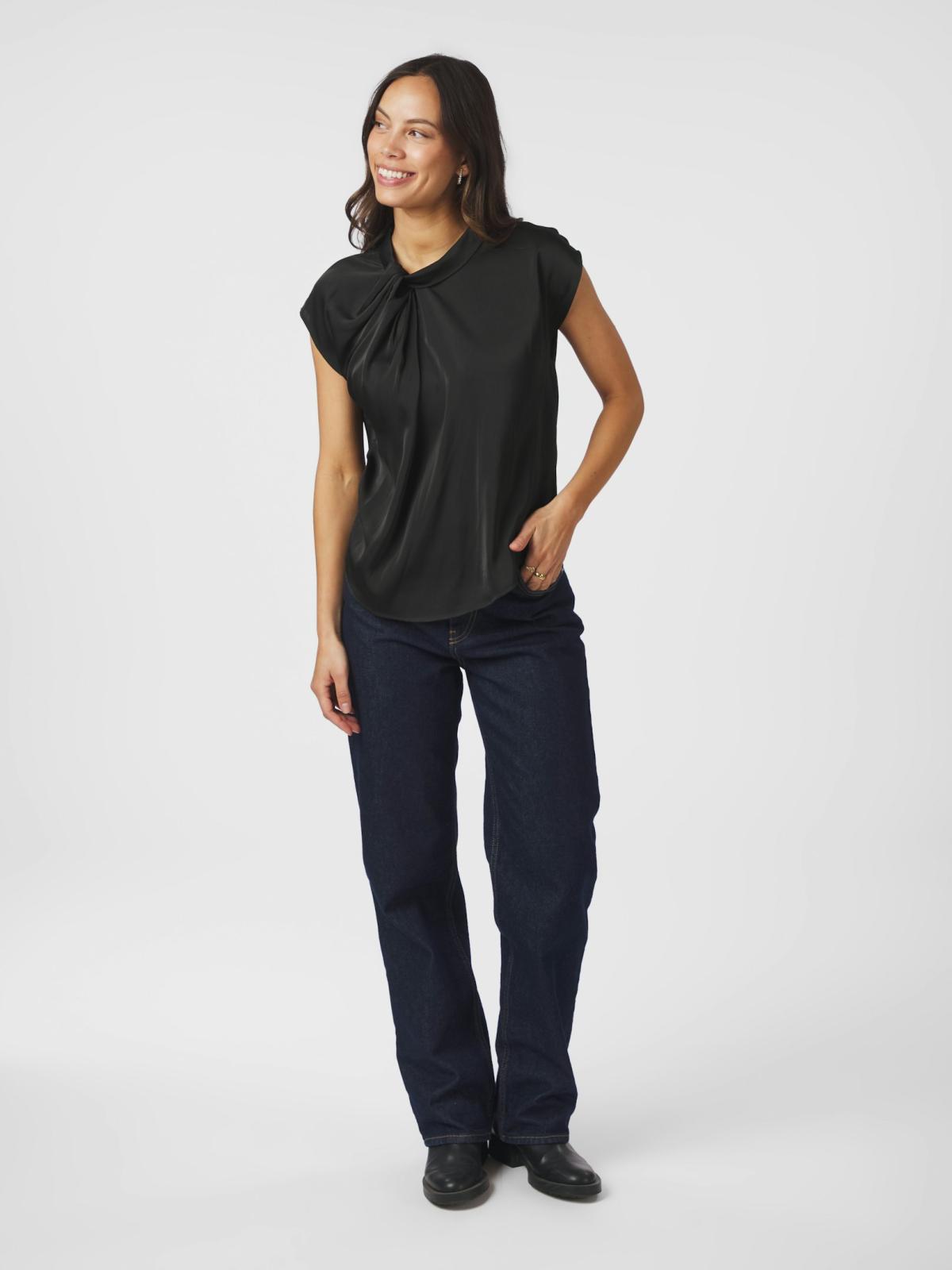 Neo Noir Fleur Drapy Satin Blouse