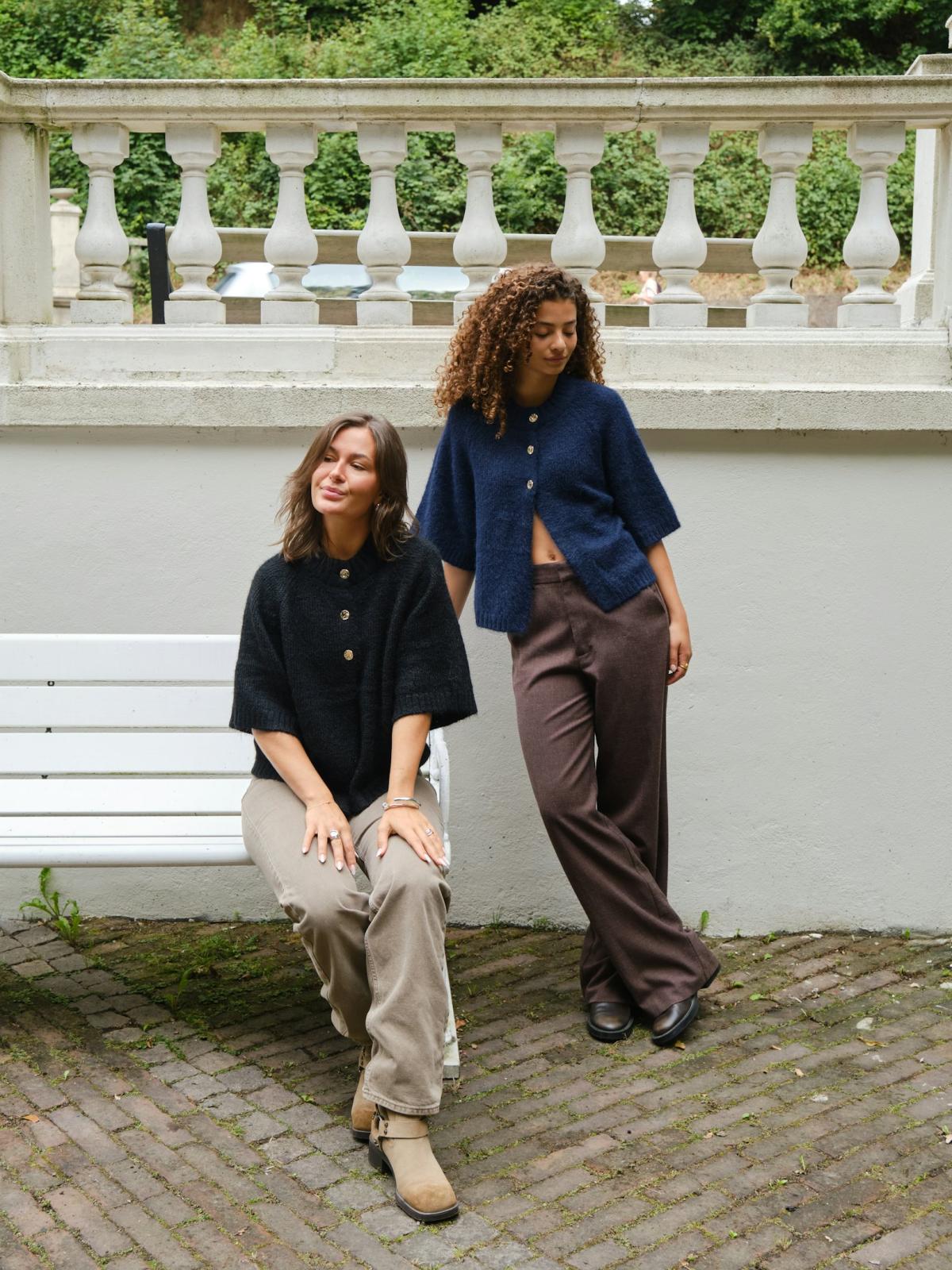 Neo Noir Benuta Fluffy Knit Cardigan Svart