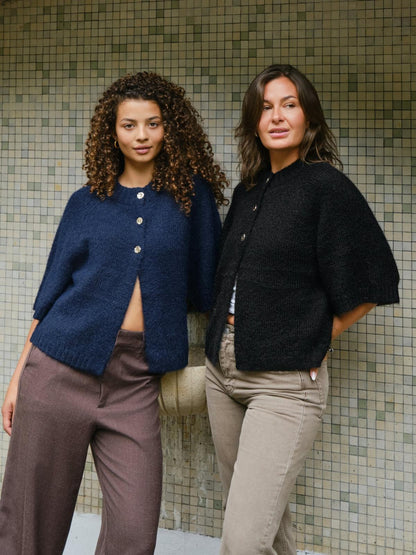 Neo Noir Benuta Fluffy Knit Cardigan Svart