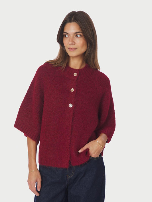 Benuta Fluffy Knit Cardigan Dark Red