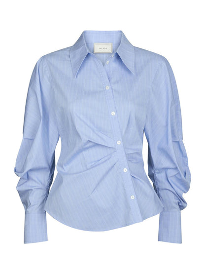 Neo Noir randig skjorta Neoella Flannel shirt. Cool skjorta med assymetrisk knäppning.