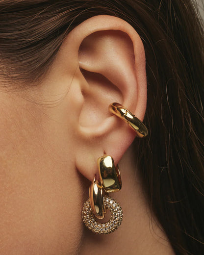 Pave Interlock Hoops Gold Luv Aj