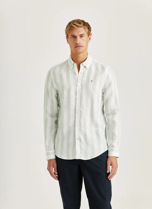 Morris Douglas Linen Stripe Shirt