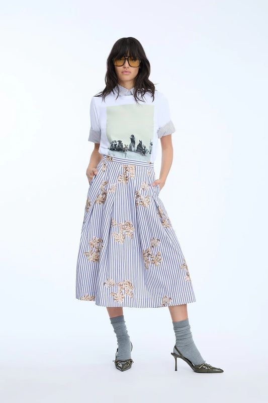 Munthe Nukkia Skirt Stripe White