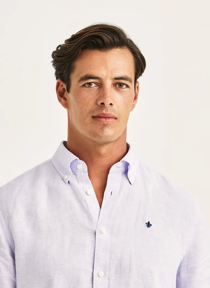 Morris Douglas Linen Shirt Purple