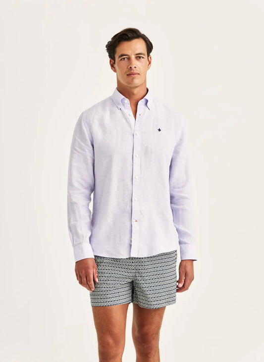 Morris Douglas Linen Shirt Purple