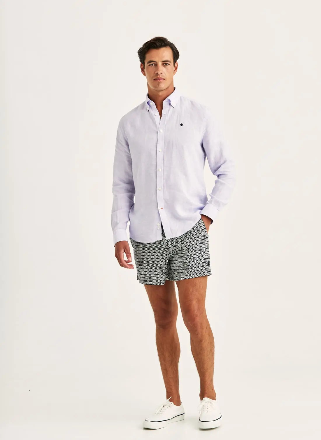 Morris Douglas Linen Shirt Purple
