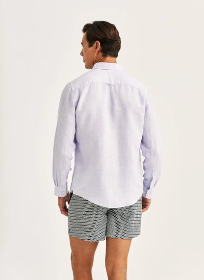 Morris Douglas Linen Shirt Purple