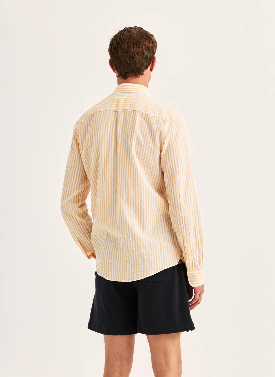 Morris Douglas Linen Stripe Shirt Orange
