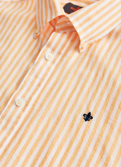 Morris Douglas Linen Stripe Shirt Orange
