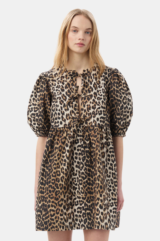 Ganni Leopardklänning med Knyte