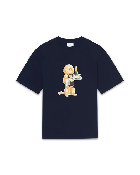 Drôle De Monsieur Le T-Shirt Poodle, pudeltryck champagne marinblå
