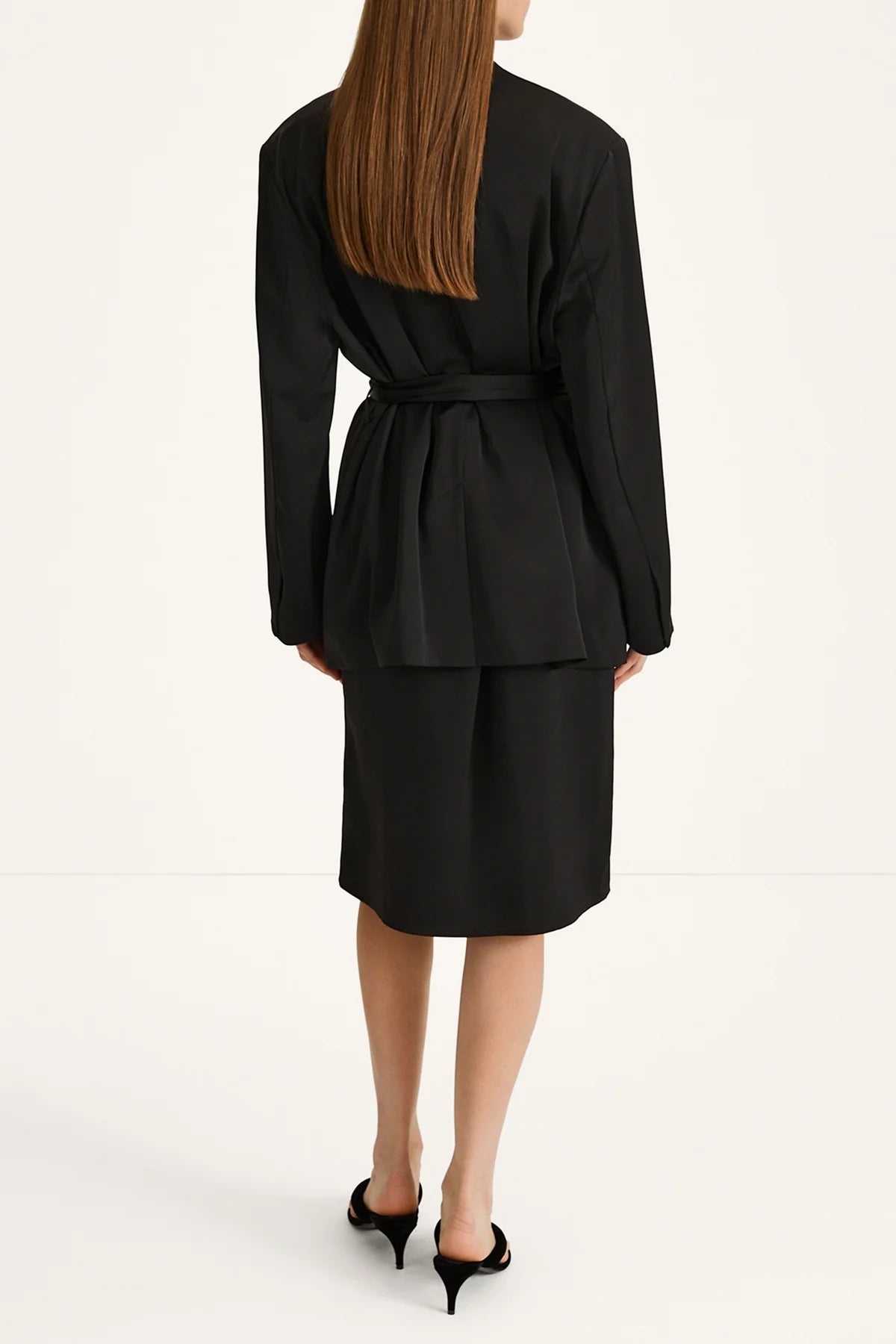 Stylein Maggiano Belted Satin Blazer