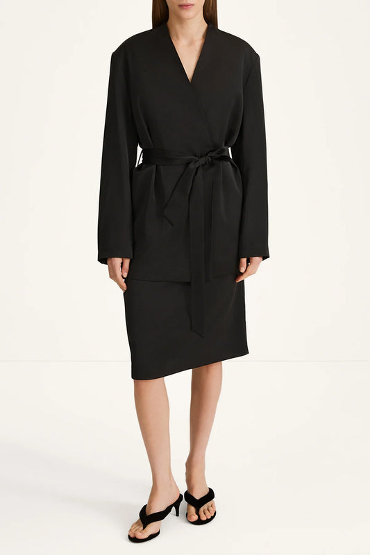 Stylein Maggiano Belted Satin Blazer