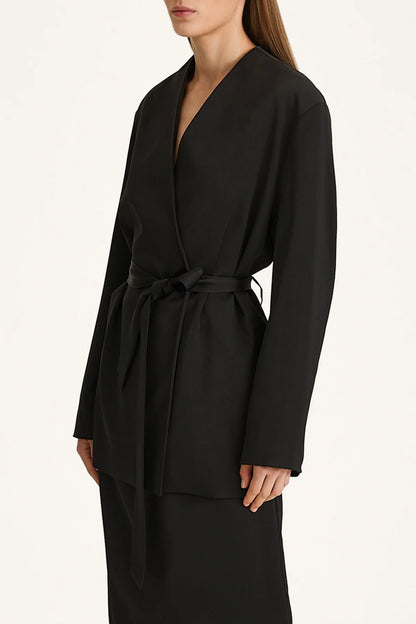 Stylein Maggiano Belted Satin Blazer